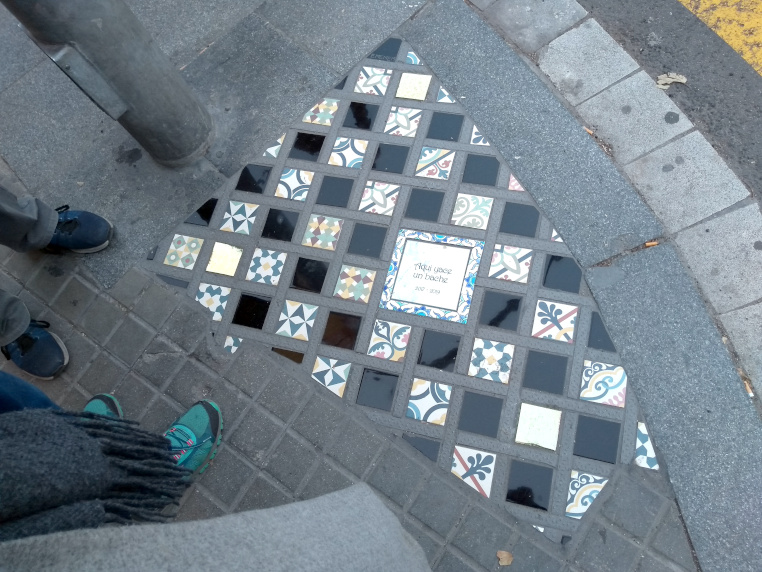 The tiles replaced damage from the street riots (by Cillian Shields)
